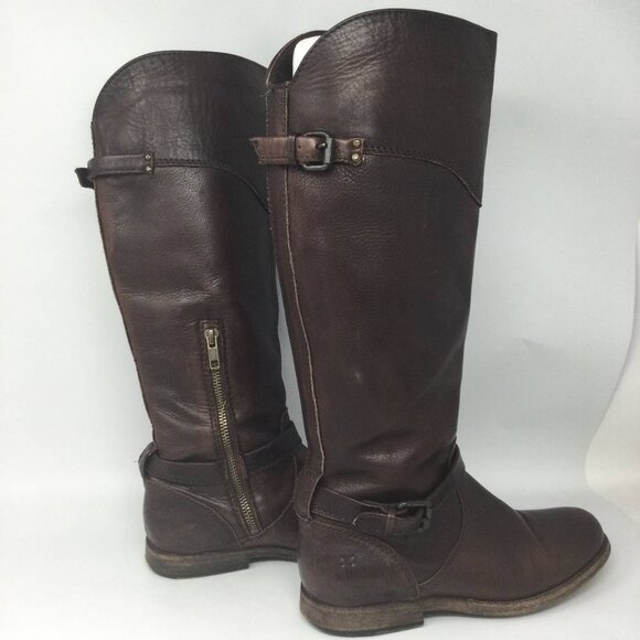 Frye Philip Riding Boots Deep Brown Leather 7B - Picture 7 of 14